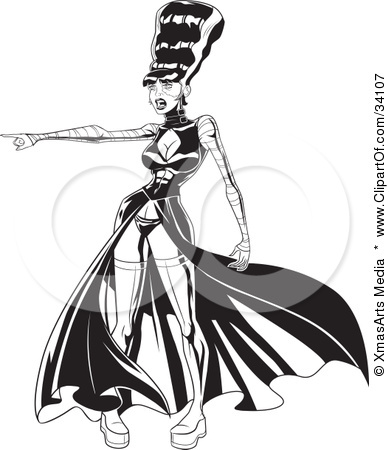 34107-Clipart-Illustration-Of-The-Bride-Of-Frankenstein-In-A-Sexy-Dress-And-Boots-Pointing-To-The-Left.jpg